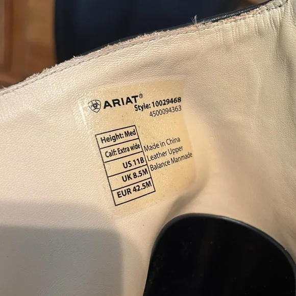 EUC! 11 with X-Wide Calf Ariat Black Leather Riding Boots - Picture 3 of 5